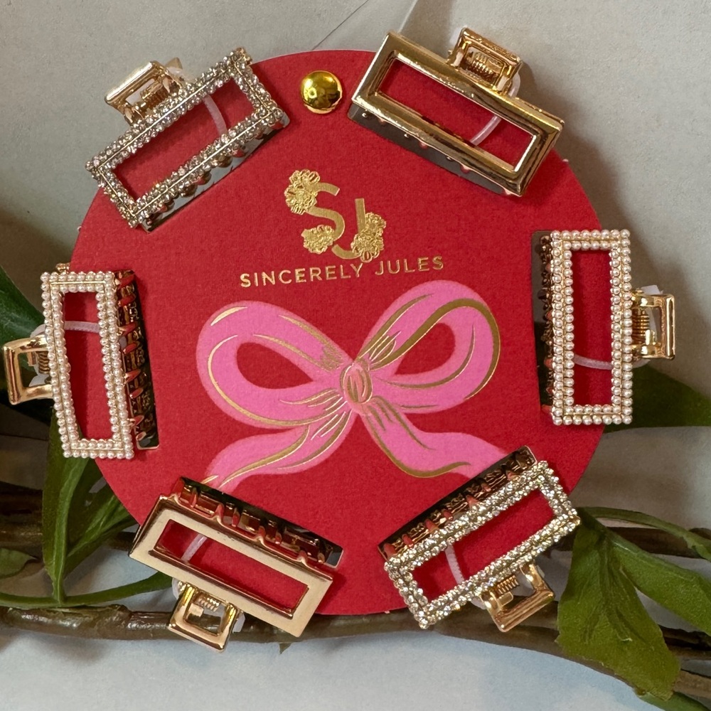 Sincerly Jules Gold Pearl and Rhinestone Hair Clips Set